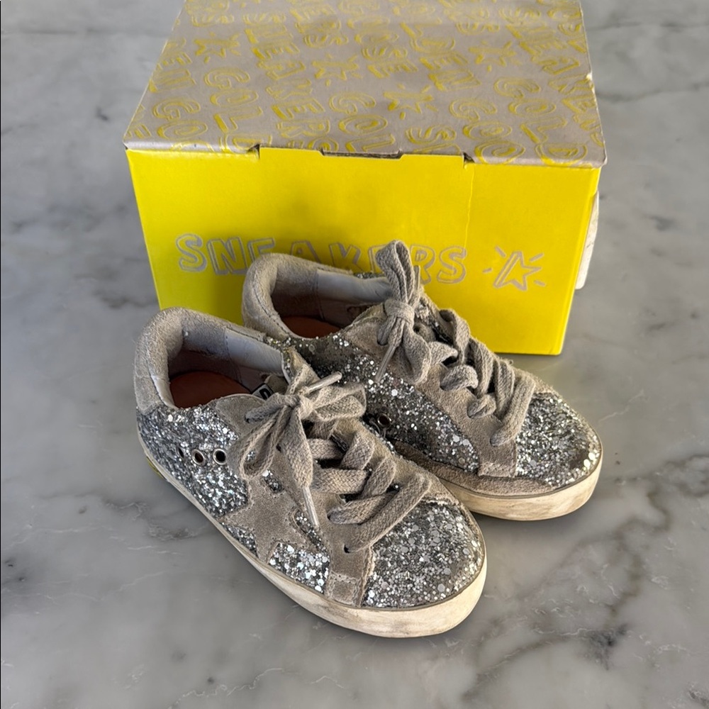 Kids Golden Goose Glitter Sneakers - Silver - Size 23 IT